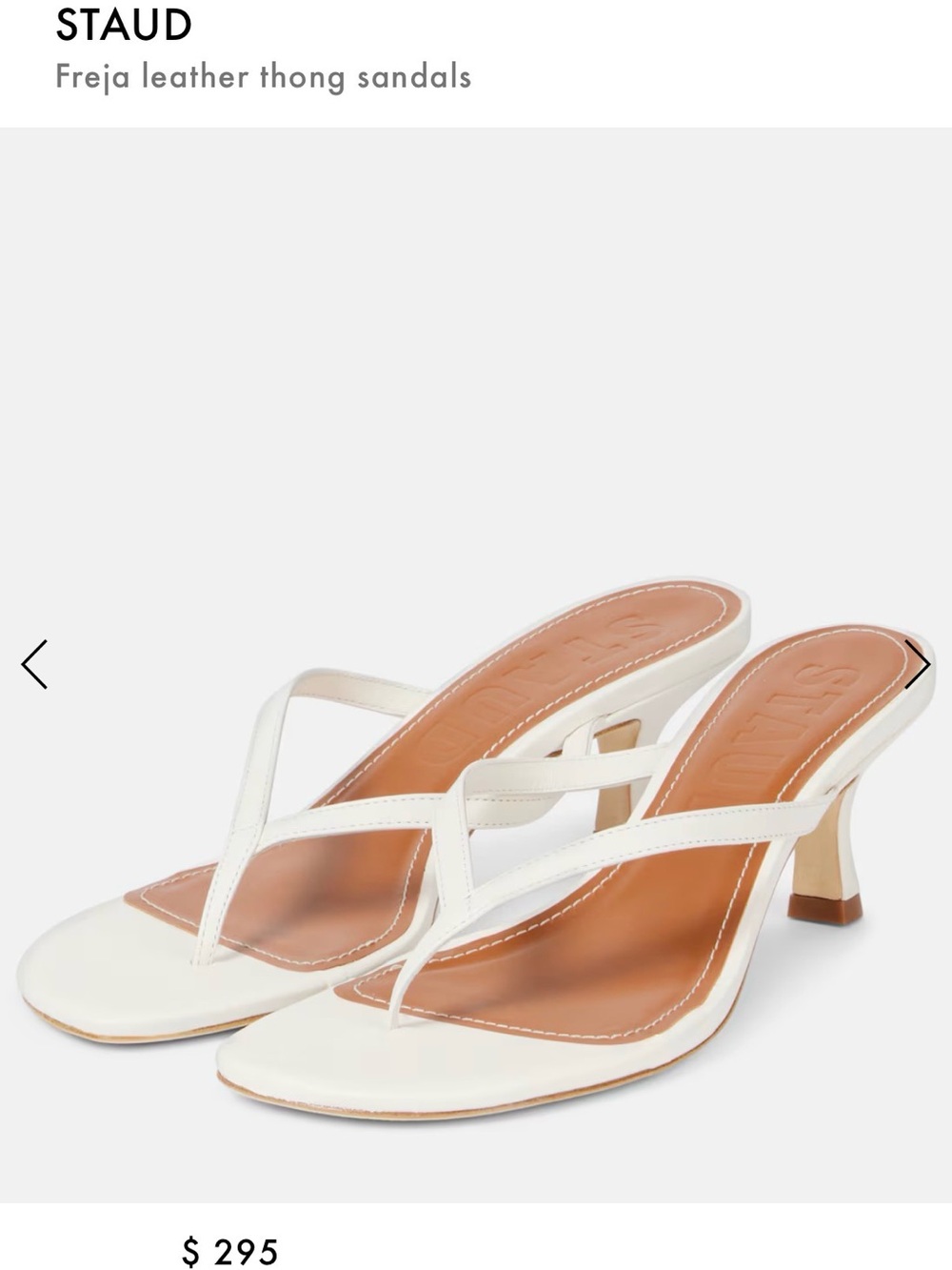 STAUD White Leather Thong Heeled Sandals